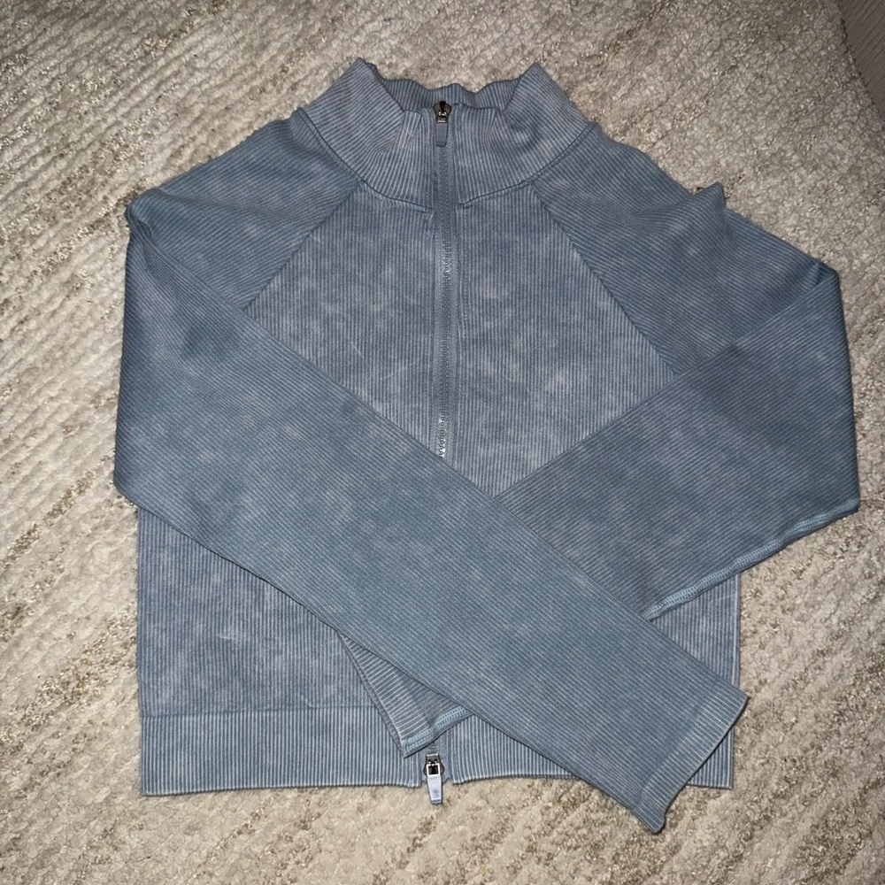 Mono B Women’s Light Blue Zip-Up Sweater